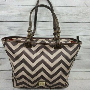 Taupe Chocolate Large Chevron Tote Handbag